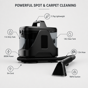 Máquina Limpiadora de Manchas Portátil con Cable para Limpieza de Telas Húmedas y Secas, Alfombras y Sofás - Product Image 2
