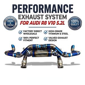 Sistema de Escape Catback con Válvulas Vortex Blue Titanium para Audi R8 V10 5.2L 2024-2025 con Entradas Flexibles Dobles y Salidas de Escape Azules - Product Image 1