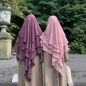 Hijab Lanqiong in poliestere traspirante a strato singolo, modesto ed elasticizzato, con laccio posteriore alla francese, lungo per la <span class=keywords><strong>preghiera</strong></span>, per donne musulmane, primavera, Eid, matrimonio - Product Image 5