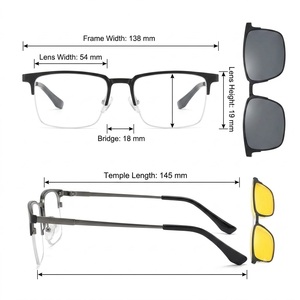 Wholesale New Metal Clip on Frame <strong>Glasses</strong> <strong>2</strong> in 1 Magnetic Polarized Night Vision Lens Clip on Sunglasses - Product Image 5