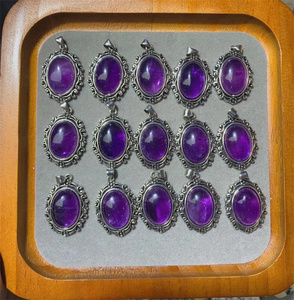 Liontin antik kristal alam, batu energi pelindung cinta kualitas tinggi kecubung setengah perak - Product Image 2