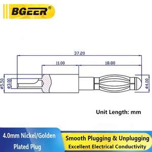4.0mm バナナプラグ、純銅金メッキ溶接ランタンヘッドピン、ソケットアクセサリーオスコネクタ、電子コネクタ - Product Image 4