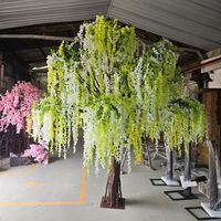 Arbre artificiel réaliste en plastique écologique, grand, avec fleurs de cerisier et glycine, pour centre de table, mariage, anniversaire, vert