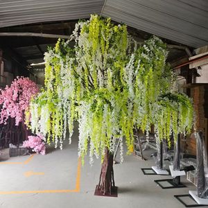<span class=keywords><strong>Arbre</strong></span> artificiel réaliste en plastique écologique, grand, avec fleurs de cerisier et glycine, pour centre de table, mariage, anniversaire, vert - Product Image 5