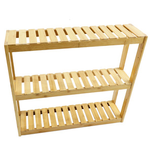 Custom-made bamboo bathroom storage <b>rack</b>, <b>wall</b>-mounted storage <b>rack</b>, multi-functional flower <b>rack</b> and <b>shoe</b> <b>rack</b> for home use. - Product Image 2