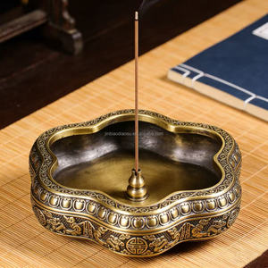 Squisito Bruciatore d'Incenso in Bronzo Fuso Intagliato, Scultura Tradizionale <span class=keywords><strong>Cinese</strong></span> per Arredamento Casa, Ufficio, Sala <span class=keywords><strong>da</strong></span> Tè, Regalo - Product Image 1