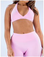 Débardeur pour femme, soutien-gorge de sport à col halter, pantalon de sport à jambe droite, chemises à manches longues pour femme, vêtements de sport personnalisés