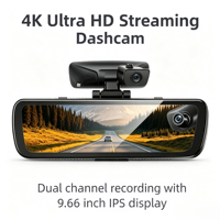Caméra embarquée 4K avec streaming, rétroviseur intelligent, double canal avant et arrière, enregistreur vidéo de voiture spécifique au véhicule, vente en gros, FCC