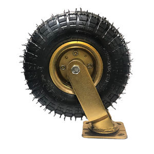 10 Zoll Hochleistungs-Gummi räder Starres drehbares festes Hochleistungs-Nachlauf-Pneumatik rad mit Bremse - Product Image 5