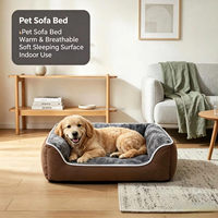 Lit pour animaux de compagnie rond et rectangulaire en peluche douce, antidérapant, avec rebord, canapé-lit pour chien et chat, lit de sommeil chaud pour animaux de compagnie d'intérieur, pour chiens de petite, moyenne et grande taille