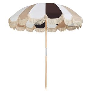 Parapluie de plage de luxe en <span class=keywords><strong>bois</strong></span> avec franges, hauts pompons, accessoire d'extérieur, de fabrication, à la mode, 2022, offre spéciale - Product Image 2