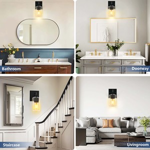 Luz <span class=keywords><strong>de</strong></span> espejo LED impermeable <span class=keywords><strong>de</strong></span> 1 luz, candelabro <span class=keywords><strong>de</strong></span> pared moderno <span class=keywords><strong>de</strong></span> cristal negro ajustable <span class=keywords><strong>para</strong></span> <span class=keywords><strong>baño</strong></span> y dormitorio - Product Image 6