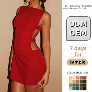 Fornitore all'ingrosso <span class=keywords><strong>online</strong></span> di <span class=keywords><strong>abiti</strong></span> estivi da donna personalizzati ODM OEM, senza maniche, tinta unita, con stampa digitale, <span class=keywords><strong>mini</strong></span> <span class=keywords><strong>abiti</strong></span> casual sexy a trapezio - Product Image 1