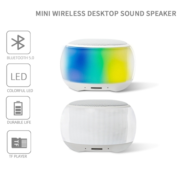 New Style Mini Wireless BT Speaker Hands Free LED Flashing Light TF Card Cylinder-shaped Wireless Speaker