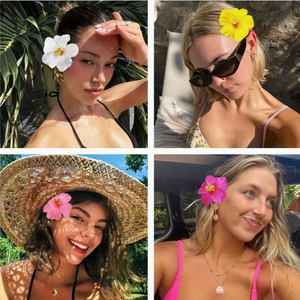 Pinzas para el Cabello <span class=keywords><strong>con</strong></span> Flores Artificiales Estilo Bohemio, Flor de Hibisco, Pinza para el Cabello <span class=keywords><strong>con</strong></span> Flor de Huevo, Accesorios para el Cabello para Vacaciones, Playa, Boda, Estilo Hawaiano - Product Image 2