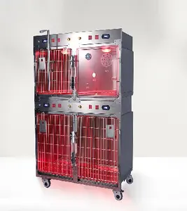 YISHANGHE स्टेनलेस स्टील कुत्ते बिल्ली पशु चिकित्सा पिंजरे आईसीयू कुत्ते ऑक्सीजन पिंजरे तापमान नियंत्रण कुत्ता पालतू पशु पिंजरों