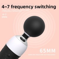 Damen-Masturbator „Second Tide“ mit großem Kopf und starkem Vibrationsgefühl – AV-Massagestab in Rosarot/Schwarz/Lila aus Latex mit 7 Vibrationsstufen