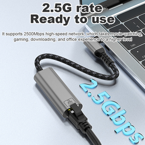 2500Mbps à angle droit Type <span class=keywords><strong>C</strong></span> vers RJ45 réseau aluminium <span class=keywords><strong>Internet</strong></span> <span class=keywords><strong>USB</strong></span> <span class=keywords><strong>C</strong></span> vers Ethernet adaptateur Ethernet 2.5G pour ordinateur portable - Product Image 6