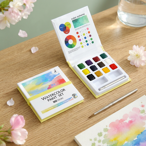 Portable 12-color Solid Watercolor <b>Paint</b> <b>Set</b> for Students and Beginners 40g Capacity 8.6x8.6x1.2cm Size on Paper - Product Image 4