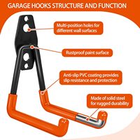 Lot de 18 crochets de garage modernes en métal, robustes, avec revêtement antidérapant, gain de place, multifonctionnels, à fixation murale pour suspendre vélos et échelles