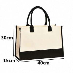 26 Letters Personalized <b>Initial</b> Canvas Beach <b>Bag</b> Reusable Classic Black and White Blank Canvas Tote Gift <b>Bag</b> With Custom Logo - Product Image 2