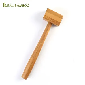 Ablandador de carne de bambú ideal para trabajos pesados y herramienta para machacar martillo de mazo de carne de bambú para ablandar carne de res pollo cerdo