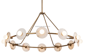 Lustre circulaire <span class=keywords><strong>en</strong></span> <span class=keywords><strong>albâtre</strong></span> moderne et créatif pour entrée de villa nordique à haut plafond, design personnalisé - Product Image 5