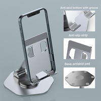 Support de téléphone pliable Momi pour bureau 360 Rotation réglable Support de téléphone portable en aluminium et métal pour tous les téléphones iPhone iPad Tablet