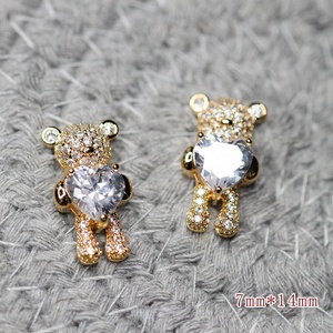 พลอยเทียมเพชรสังเคราะห์3D รูปหมีแบบแบนราบคริสตัลสีทองสีเงินสองสีตกแต่งเล็บรูปสัตว์ขายส่งร้านเสริมสวยจำนวนมาก - Product Image 3