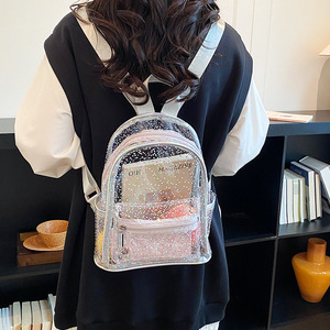 Custom Clear PVC Backpack With Star Pattern Waterproof Fashion Women's Shoulder <b>Bag</b> Daily Use - Product Image 2