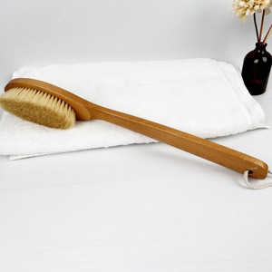 Brosse de bain en bois de hêtre naturel avec long manche ergonomique, poils de sanglier et sisal, exfoliant pour le corps, brosse de douche anti-cellulite - Product Image 6