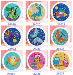 Kit de Pintura de Diamantes DIY para Niños, Mini Cuadro con Marco Redondo, Diseño de Animales Divertidos, Regalo de Navidad - Product Image 3