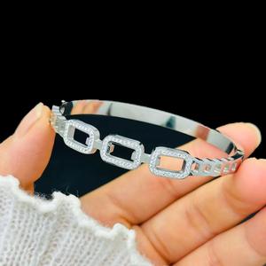 Wholesale Fashion Women's Stainless Steel 18K Gold Plated Zircon Fringe <b>Bangle</b> <b>Bracelet</b> for Anniversary - Product Image 3