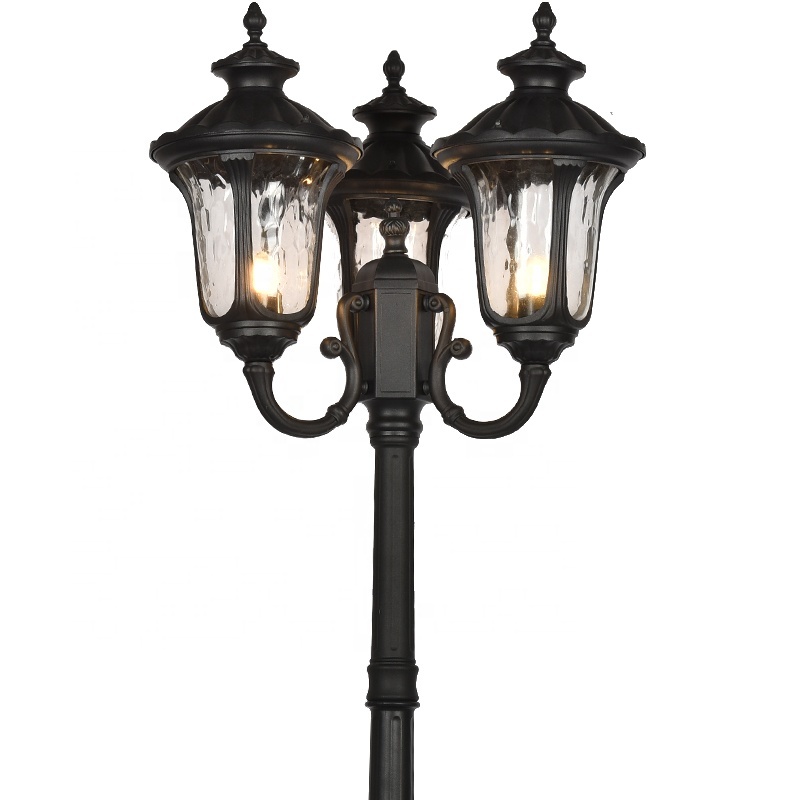 Integrated Led Solar Garden Lamp Pole for Lawn, Patio, Yard, Walkway, Driveway Path Courtyard Gate Top Light