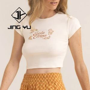 Custom Baby <b>T</b> <b>Shirt</b> <b>Cropped</b> Women Screen Printed Blank Cotton Slim Fit <b>T</b> <b>Shirt</b> Women <b>White</b> <b>T</b> <b>Shirt</b> Crop Tops - Product Image 2
