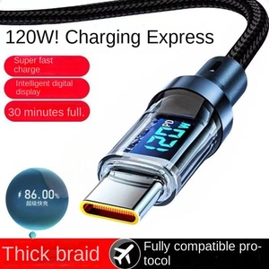 <span class=keywords><strong>Cable</strong></span> de Datos Tipo-C con Pantalla Digital Inteligente, <span class=keywords><strong>Carga</strong></span> Súper <span class=keywords><strong>Rápida</strong></span> de 120W, de Nailon, Compatible con Huawei, Xiaomi y <span class=keywords><strong>iPhone</strong></span> - Product Image 3