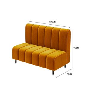 Set Arredamento per Ristorante Giallo e Bianco, Divano a Panca Colorato con Tavoli e Sedie da Pranzo - Product Image 4