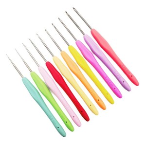 ชุดเข็มโครเชต์ด้ามจับนุ่ม TPR พร้อมเข็มอลูมิเนียมเคลือบสี สำหรับงานถักลูกไม้ อุปกรณ์งานฝีมือ ขนาด 0.25 มม. ถึง 2.75 มม. - Product Image 5