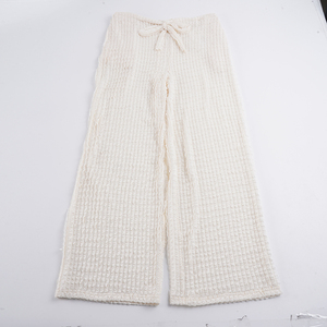 Pantalon en tricot décontracté à la coupe ample, style vacances, avec dentelle texturée, pour femmes - Product Image 2