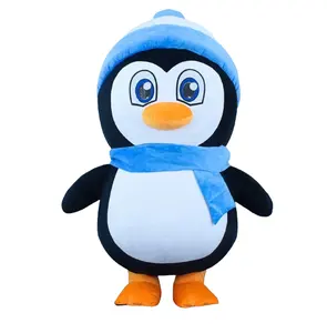 Hardloop Plezier 2M/2.6M Reclame Bewegend Pluche Bont Opblaasbare Pinguïn Mascotte Kostuum Stripfiguur Voor Volwassenen