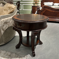 Table basse ovale MEDICI de style américain, bord ondulé antique, peinte à la main, table d'appoint noire, meuble décoratif en bois massif pour salon