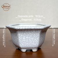 Yixing Pot de fleur en céramique émaillée hexagonale à petite échelle en gros trou de Drainage de Pot de bonsaï Durable pour la plantation de jardinage à la maison