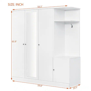 <span class=keywords><strong>Armadio</strong></span> in Legno a Tre Ante con Specchio Personalizzato per Ragazze, Guardaroba Doppio per Vestiti - Product Image 4