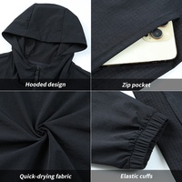 Veste de course pour homme à double fermeture éclair, couleur unie, 90% nylon, 10% élasthanne, XS-3XL, à capuche, coupe-vent confortable