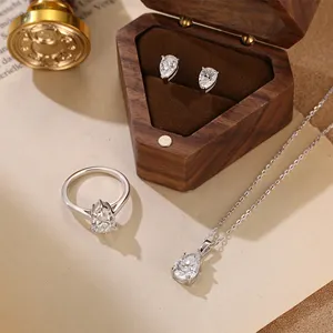 ODM 대량 공급 보석 세트 배 펜던트 925 스털링 실버 Moissanite 보석 세트