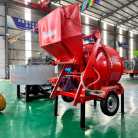 Bétonnière portative à moteur diesel avec benne basculante 500L, tambour inclinable, moment de charge élevé, productivité 45M/H pour zones éloignées