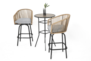 Hot Selling Modern Set of <strong>2</strong> Rattan Swivel <strong>Bar</strong> <strong>Stools</strong> with 360 Rotation for Outdoor Use Made in China - Product Image 6