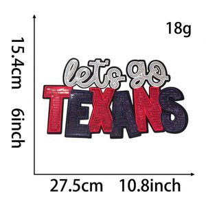 Patch brodé thermocollant en chenille et sequins, grande taille 28cm/11inch, motif 49ERS Let's Go Cowboy Sport Game, pour T-shirts et sweats à capuche - Product Image 5
