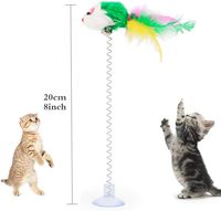 Jouet pour chat à base d'aspiration, souris en peluche à ressort élastique et plumes, jeu interactif d'intelligence, couleur aléatoire, pour chatons d'intérieur, mignon, anti-anxiété