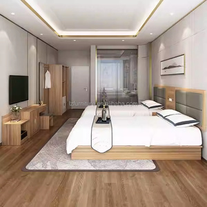Complete Hotel Bedroom Furniture Sets Custom Cheap Wooden Single <b>Twin</b> <b>Bed</b> <b>Frame</b> With Headboard Nightstand TV Cabinet & Wardrobe - Product Image 6